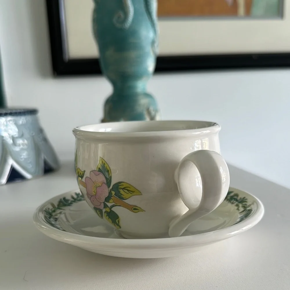 Vintage Portmeirion Flowers of the Year Pattern Cup and Saucer Made in England